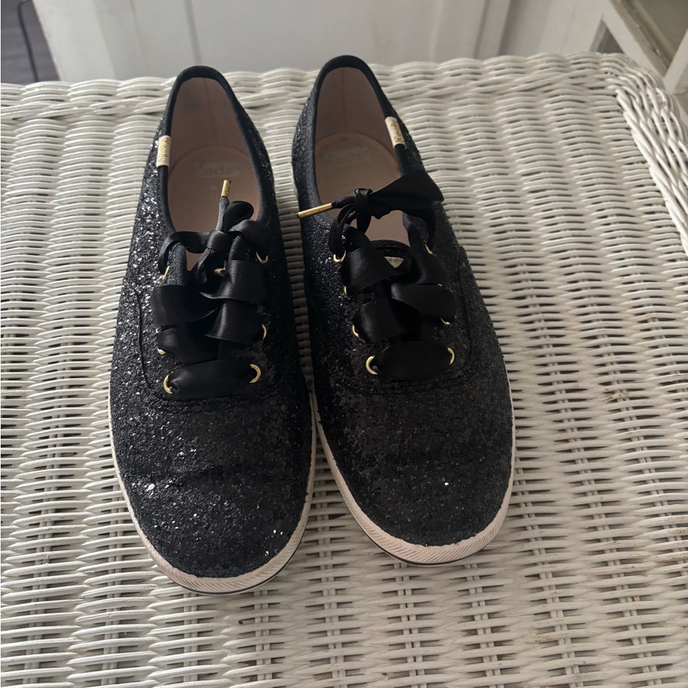 Black Glitter Kate Spade Keds Women's Sneakers